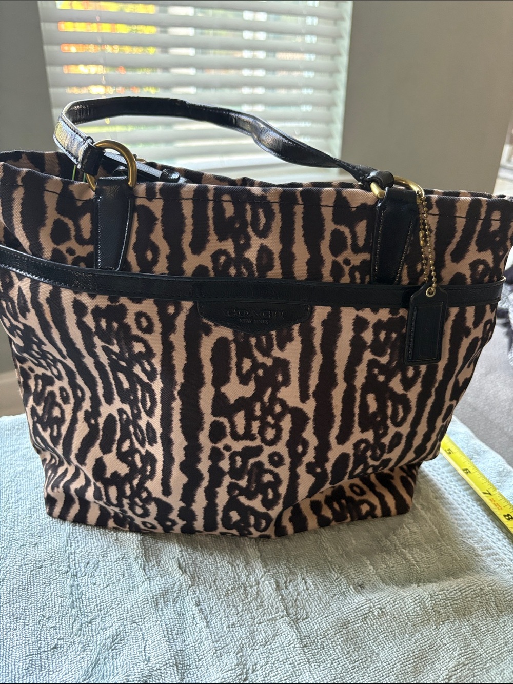 Coach Tan and Black Leopard-Print Canvas Tote